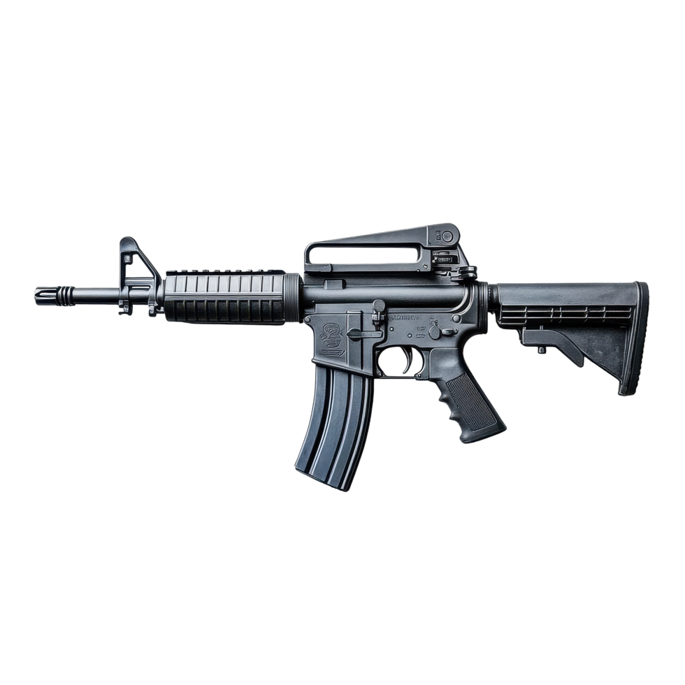 Assault rifle displayed on a Transparent background with clear visibility of details and design features, M4 A1 Assault Rifle on background png