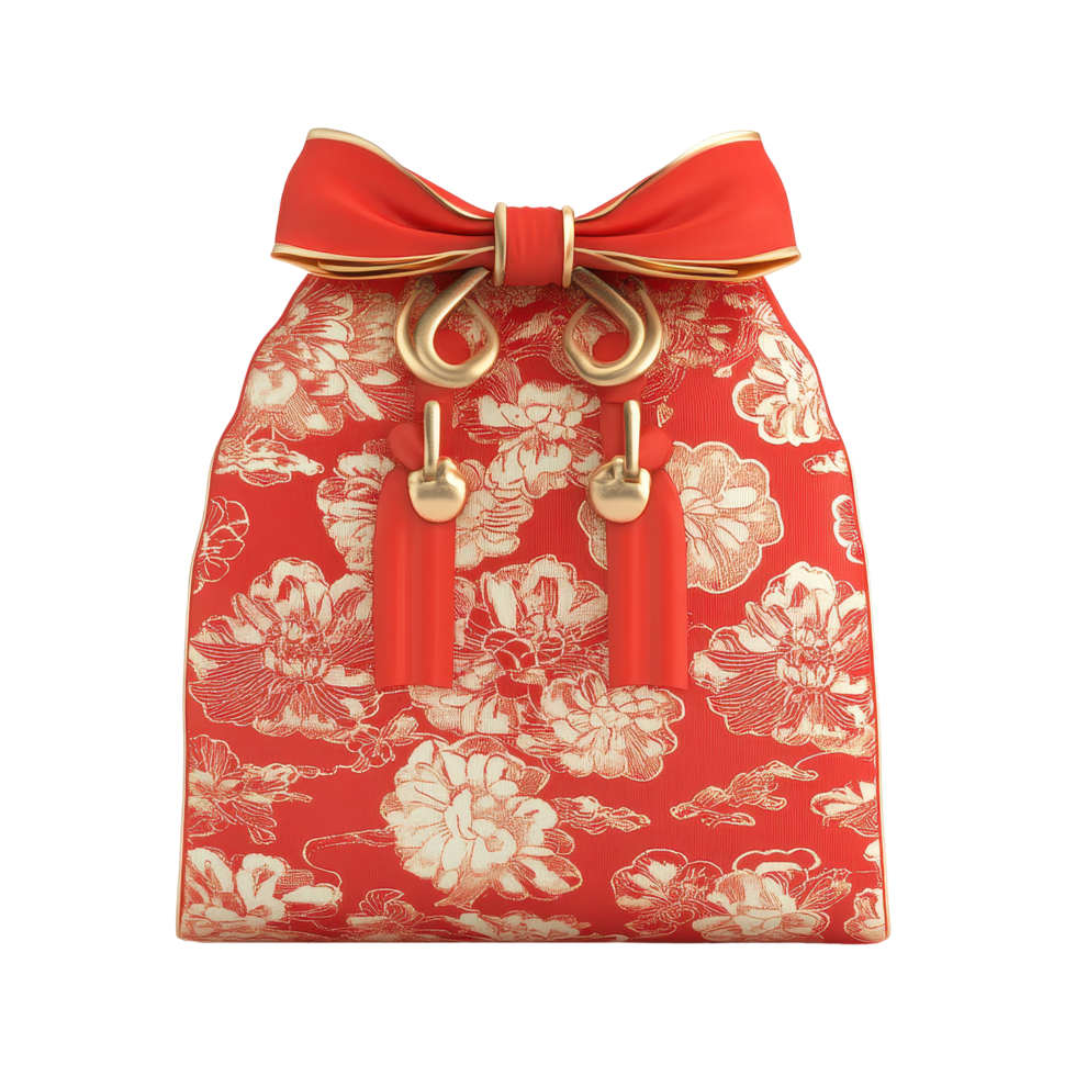 Chinese lucky red package with decorative design on a white background showcasing traditional elements, Chinese lucky red package white background png