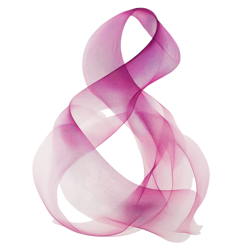 Artwork representing breast cancer awareness with pink ribbon design and delicate flowing patterns, Pink Ribbon Awareness Breast Cancer Survivor, Transparent background png