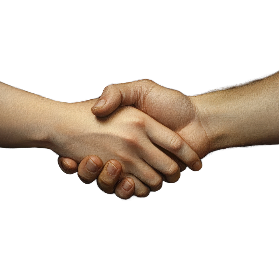 People engaging in a handshake to symbolize agreement and connection in a professional setting, Shaking hands png
