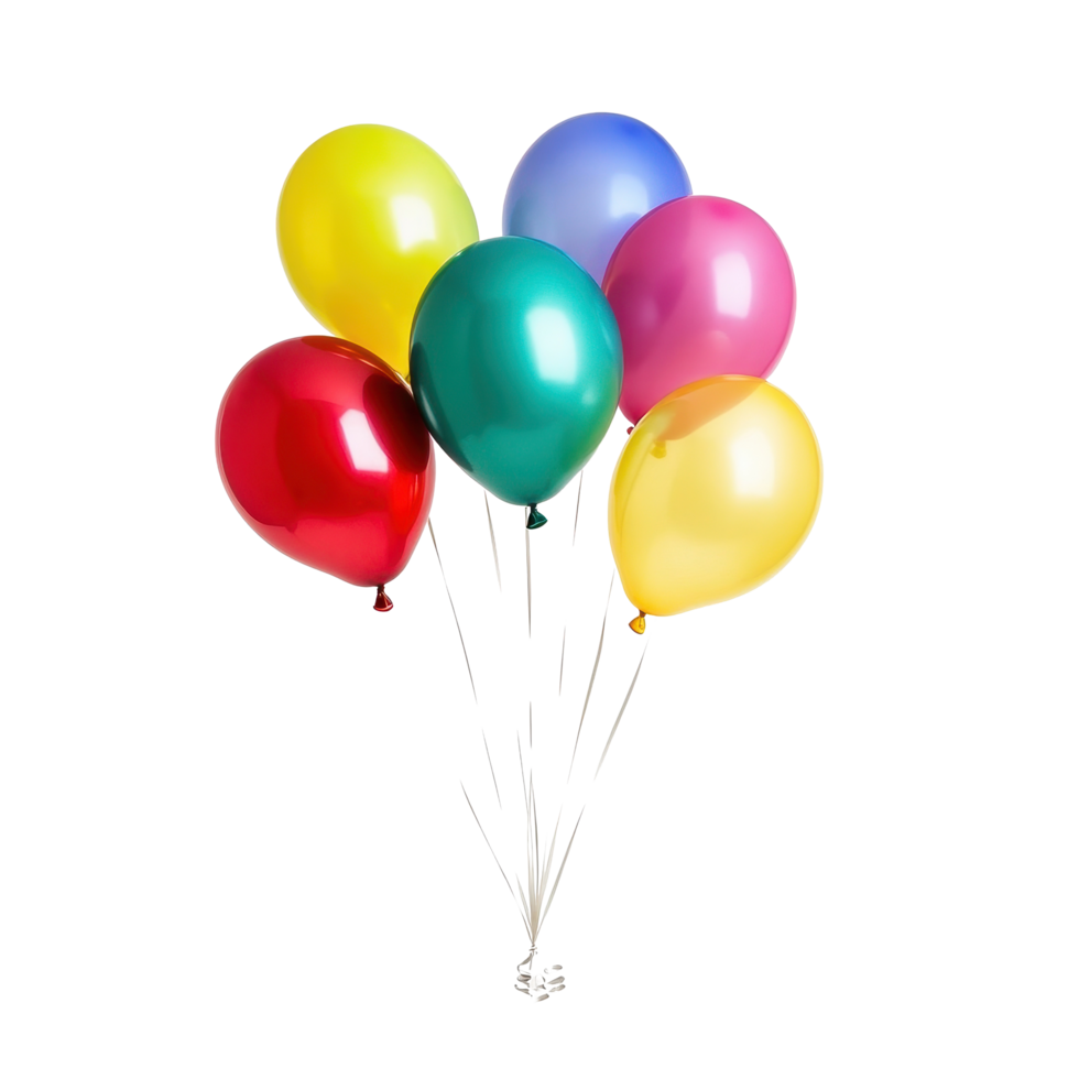 Colorful toy balloons float together against a bright Transparent background creating a festive atmosphere, Toy balloons isolated on background png