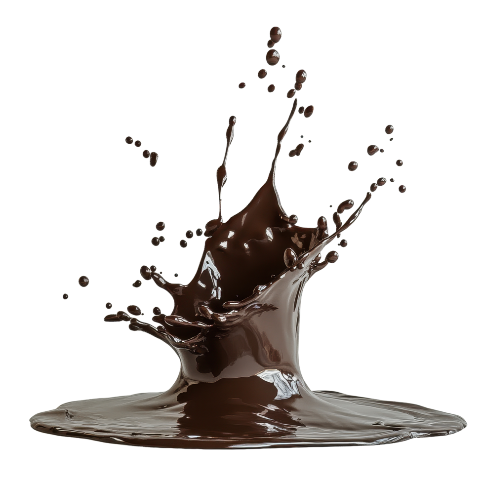 Delicious chocolate splash creating dynamic patterns on a white background, Chocolate Splash on white background png