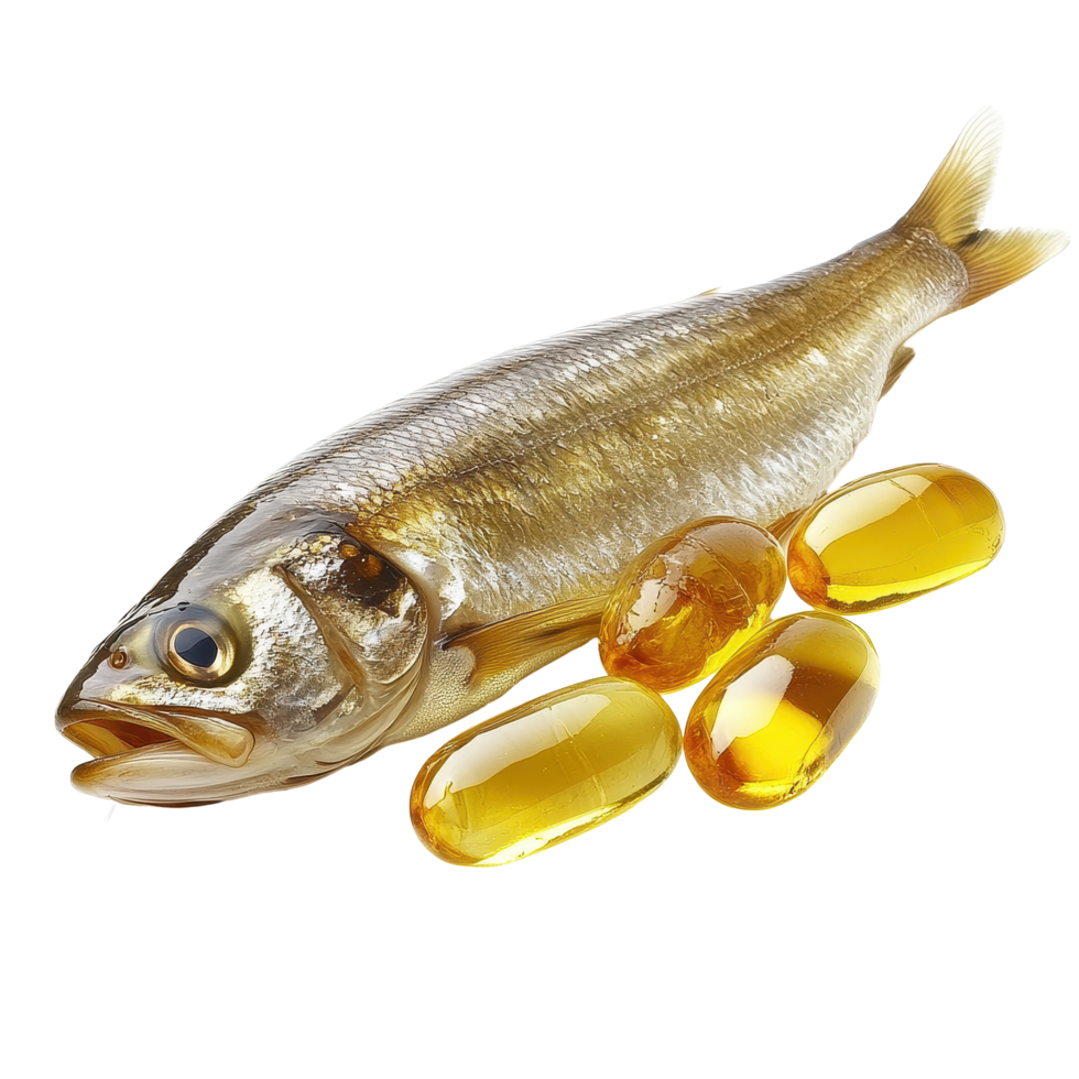 Fish oil capsules and fresh fish isolated on white background highlight their health benefits and nutritional value, fish oilisolated on white background png