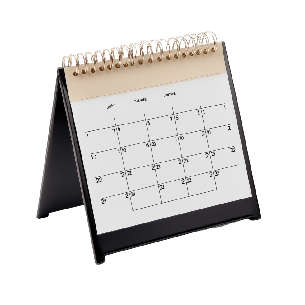 Table calendar for June shown with a Transparent background, displaying dates and notes for planning, table calendar 2025 june isolated on White background png