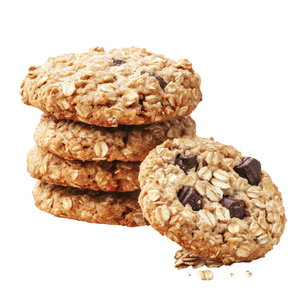 Oatmeal cookies and muesli showcase delicious homemade treats on a Transparent background, Oatmeal cookies and muesli isolated on background png
