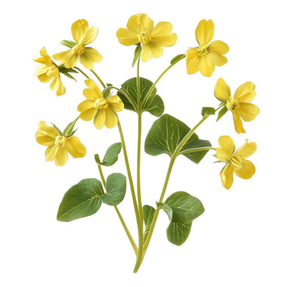Cowslip creeper showcasing vibrant yellow blooms and lush green leaves against a pure Transparent background, Cowslip creeper isolated on background png