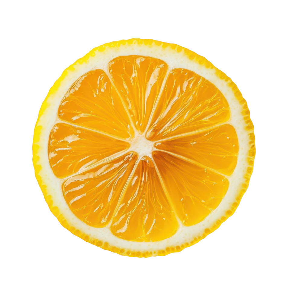 Freshly sliced lemon showcasing vibrant yellow color on a clean white background for culinary use and decoration, Half of lemon on white background png