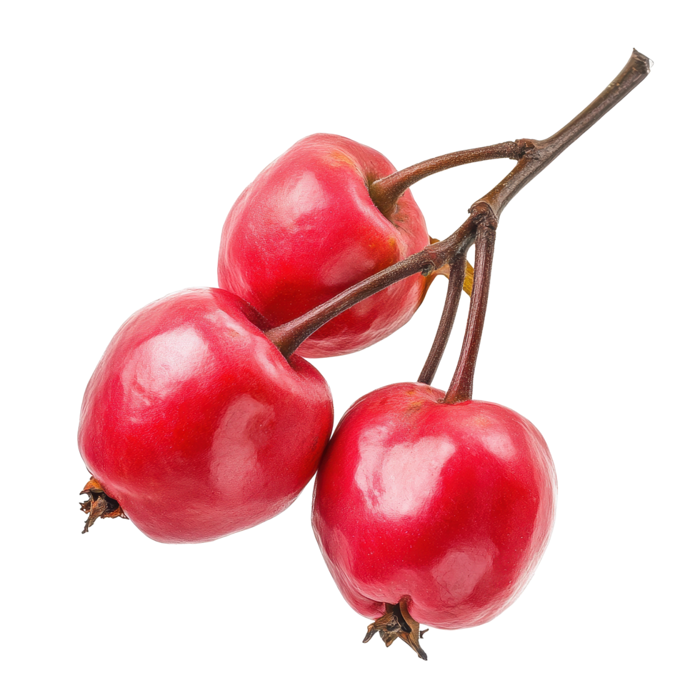 Fresh and vibrant rose apples displayed on a Transparent background showcasing their glossy skin and unique shape, Rose apples isolated on background png
