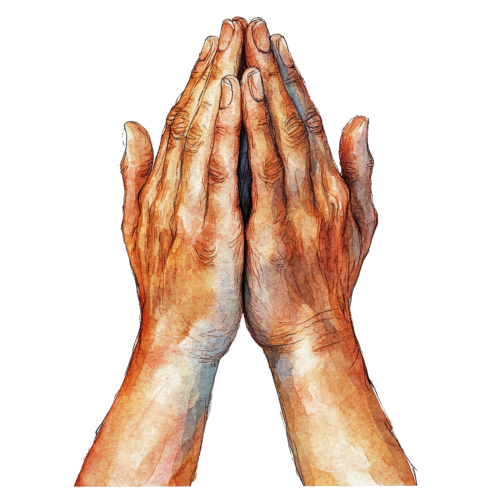 Hands together in prayer symbolize faith, unity, and hope for a better future in a peaceful setting, Hands Together in Prayer A Symbol Faith and Unity white background png
