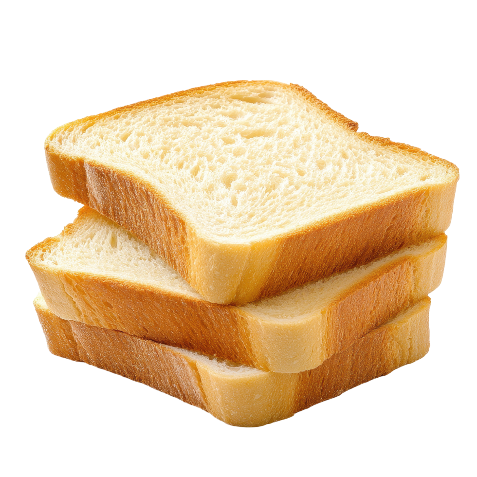 Delicious slices of bread stacked for a satisfying breakfast experience on white background, Bread for breakfast isolated on white background with white background png