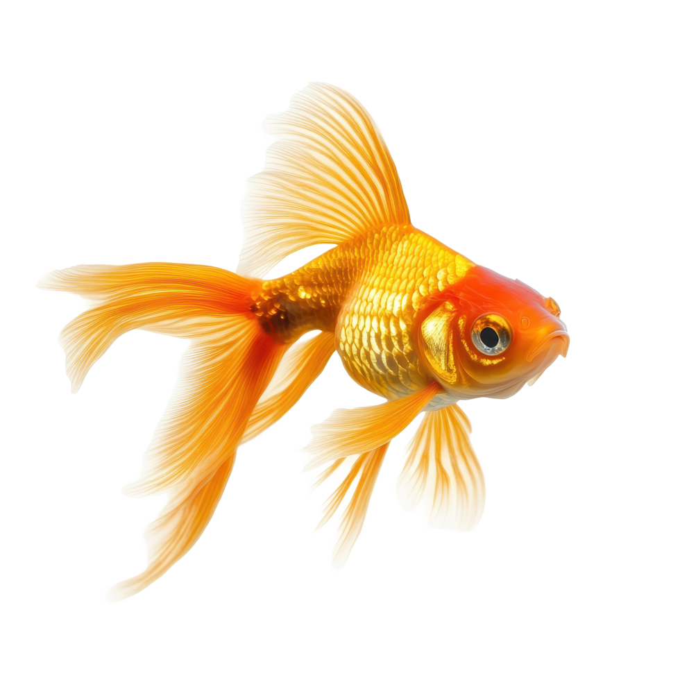 Beautiful goldfish swimming gracefully in isolation on a white background with vivid details and colors, Gold fish Isolation isolated on white background png