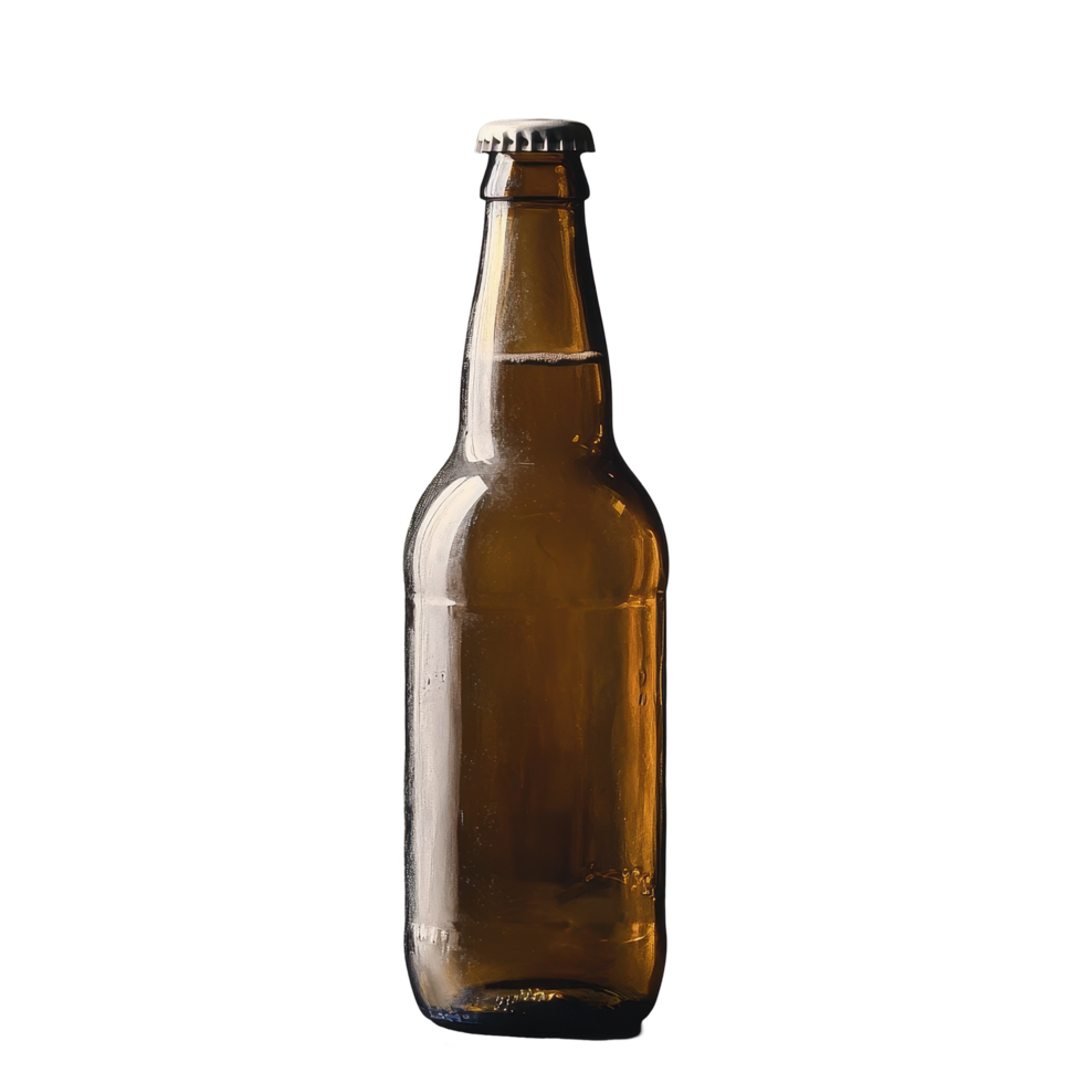 Captivating empty glass beer bottle on a rustic table with dramatic lighting, The empty glass beer bottle png