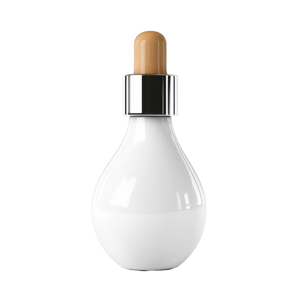 Small fluid cosmetic bottle on Transparent background showcasing elegant design and natural materials for skincare products, small fluid cosmetic bottle isolated on a White background png