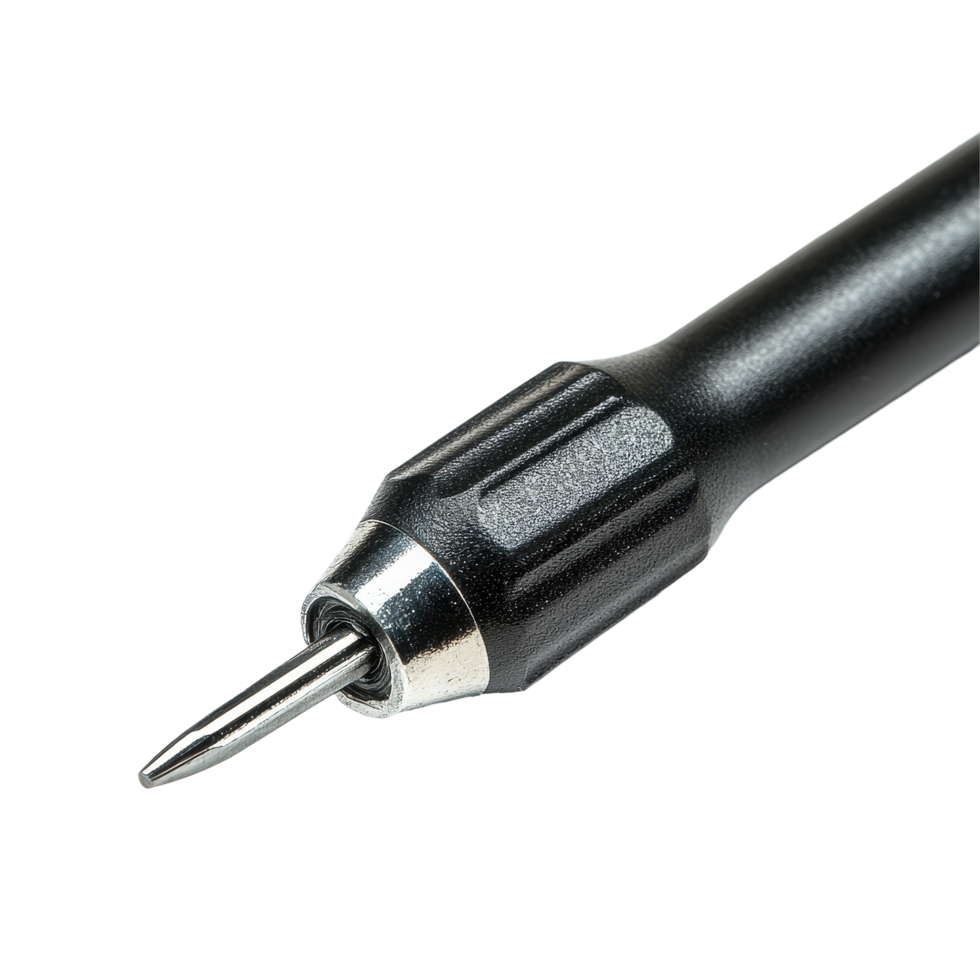 Closeup of a welldesigned screwdriver with a metallic tip resting on a Transparent background for tool enthusiasts, Closeup view screwdriver on background png