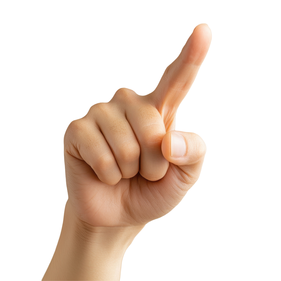 Hand pressing an imaginary button with two fingers against a neutral background, Hand Showing Two Fingers , Pointing , Pressing an Imaginary Button png