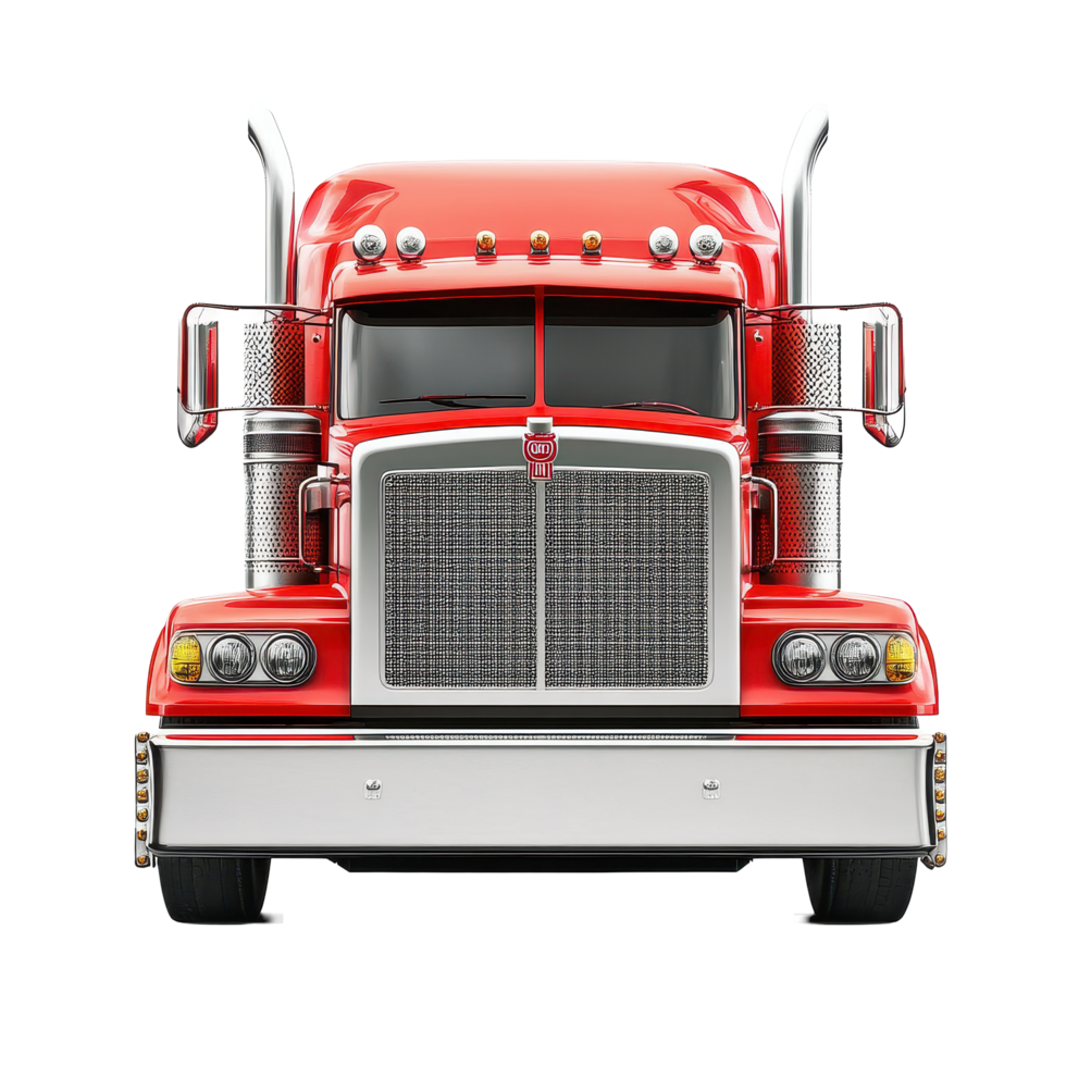 Vibrant red truck parked against a Transparent background showcasing classic transportation design, Red Truck Vibrant Transportation Vehicle on a background png