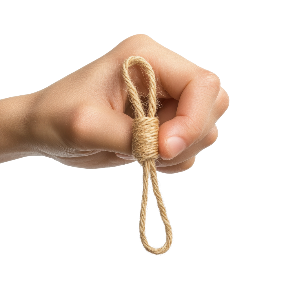 Reminder tied with string held in a hand to prevent forgetfulness and enhance memory skills, Isolated string tied bow finger forgetful reminder png