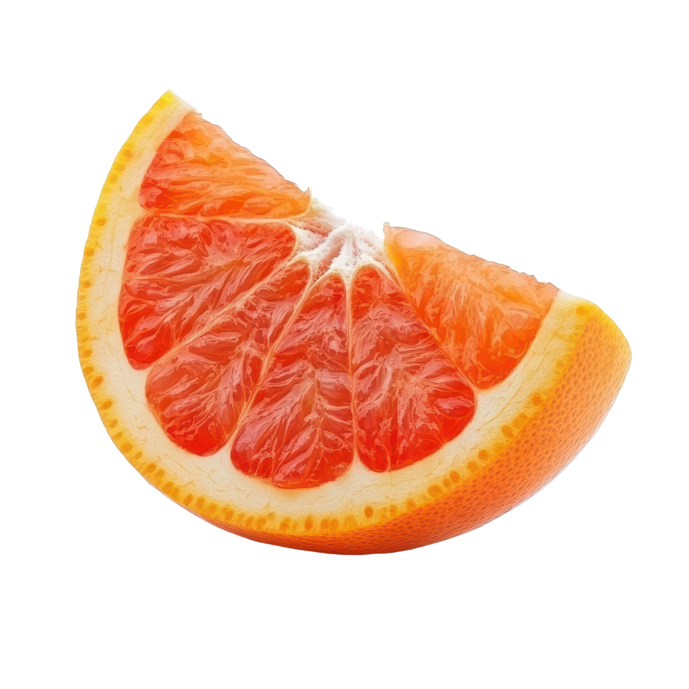 Grapefruit slice on white background showcasing vibrant colors and juicy texture for food lovers, Grapefruit pieceisolated on white background png