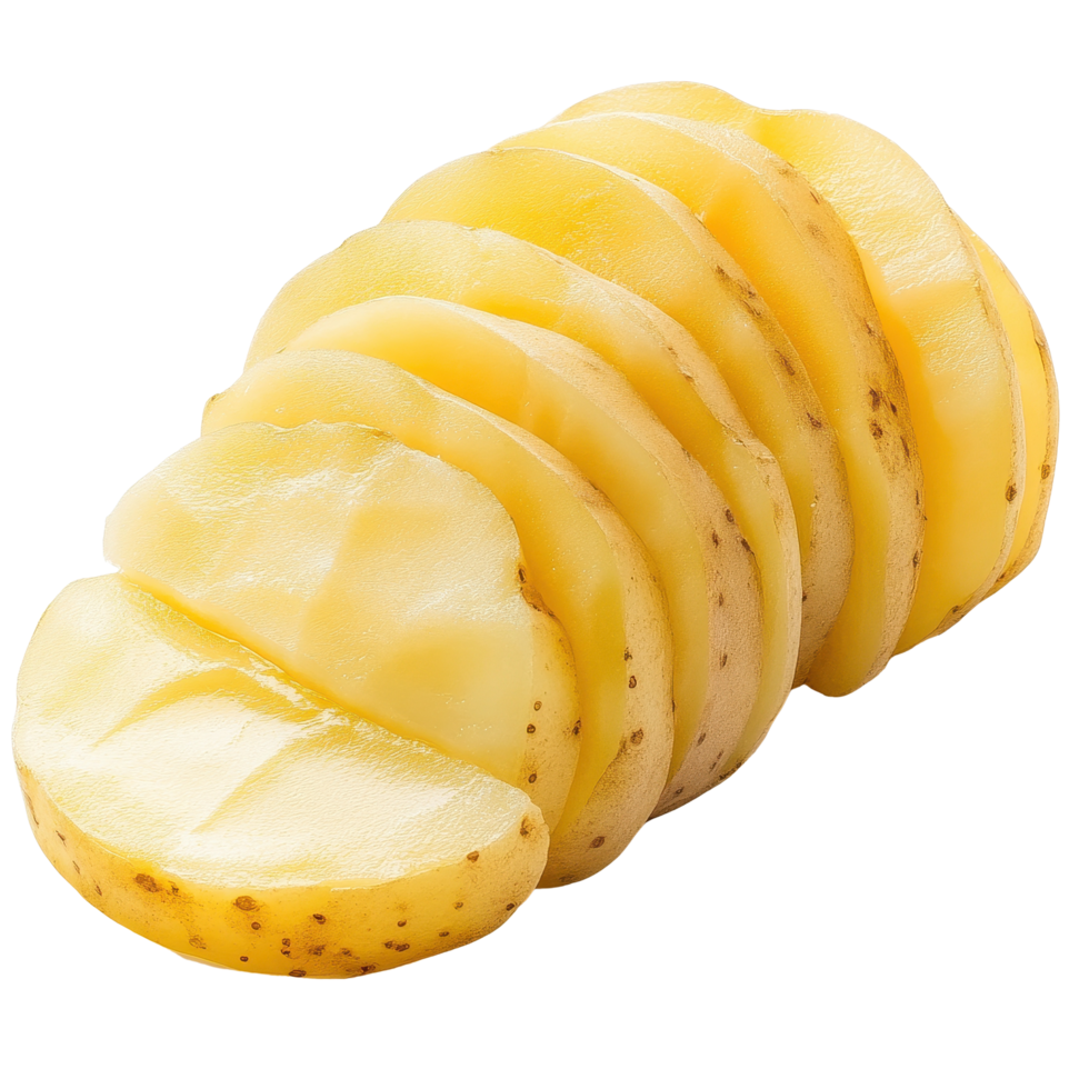 Freshly cut potato slices isolated on a Transparent background for culinary uses and presentations, Potato slice isolated on background png