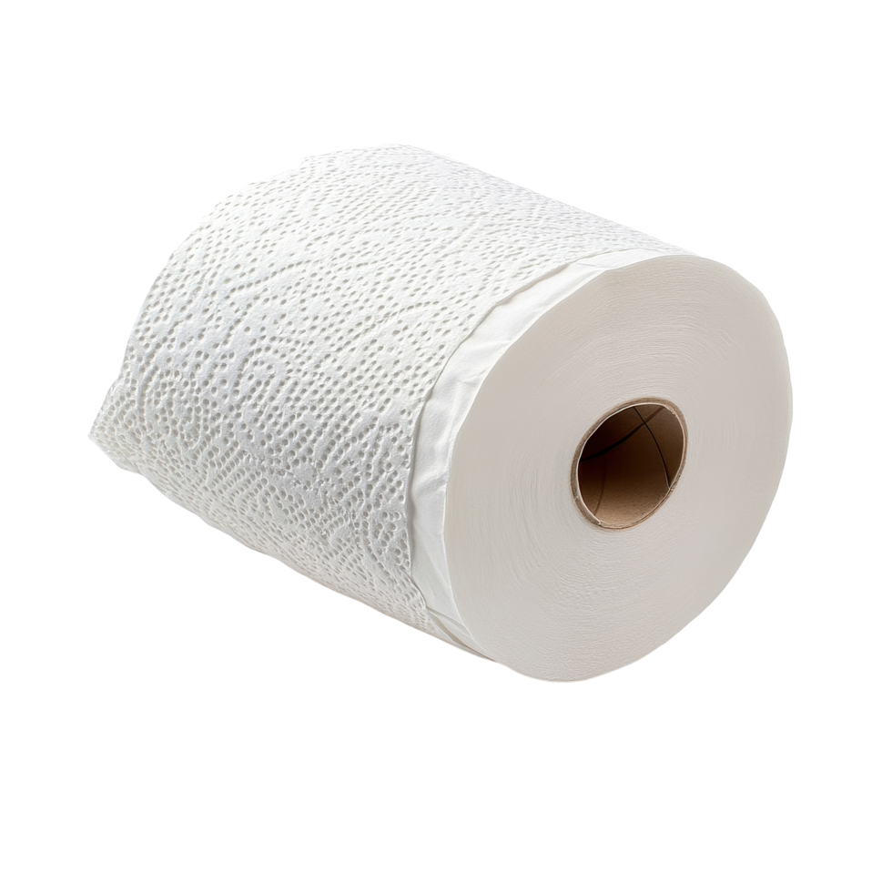Toilet paper roll isolated on a Transparent background showcasing its design and texture with a clean appearance, toilet paper isolated on background png