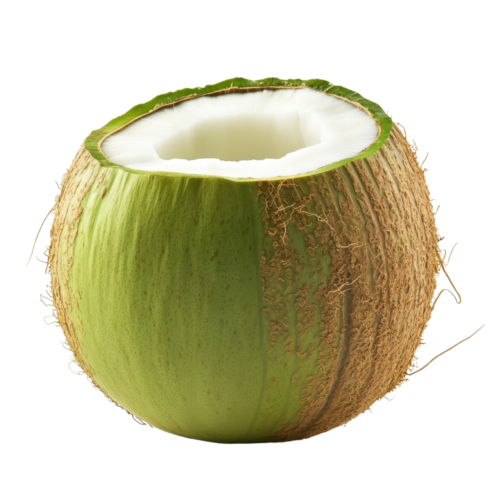 Fresh green coconuts on white background showcasing their natural textures and color variations, Green coconutsisolated on white background png