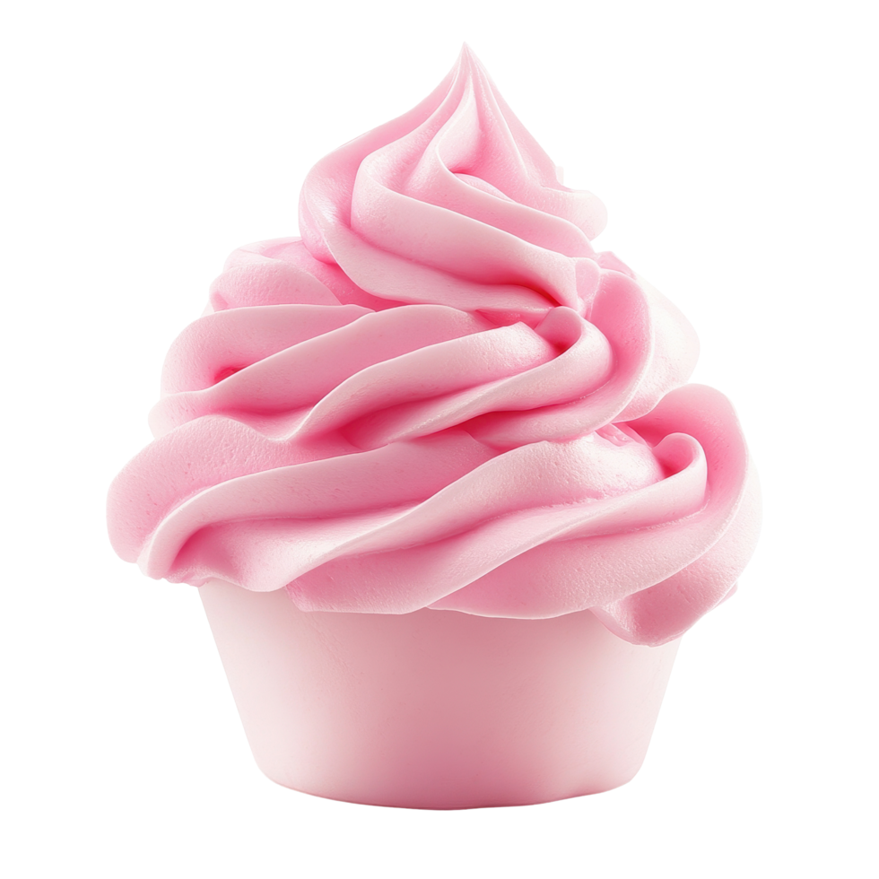 Delicious pink whipped cream dessert on a Transparent background ready for creative culinary use, pink whipped cream isolated on background png