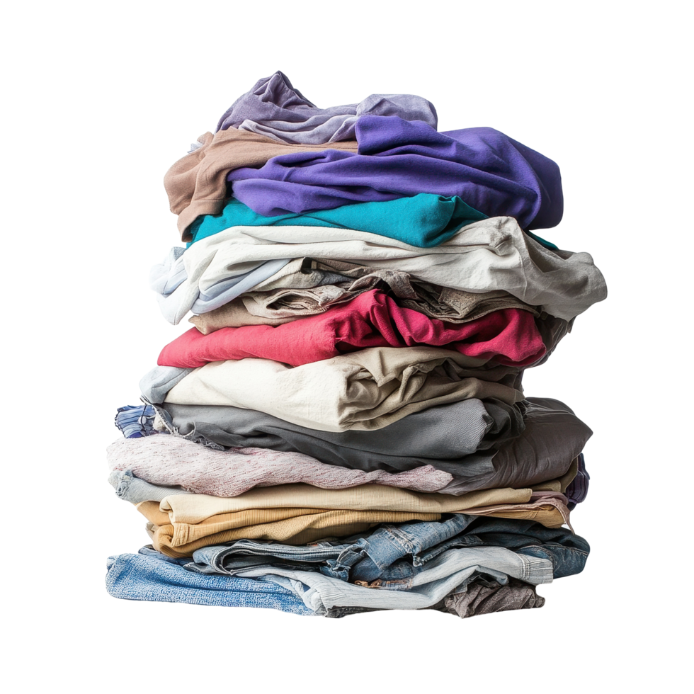 Stack of dirty clothes isolated on Transparent background waiting for laundry processing, Pile of dirty clothes isolated on background png