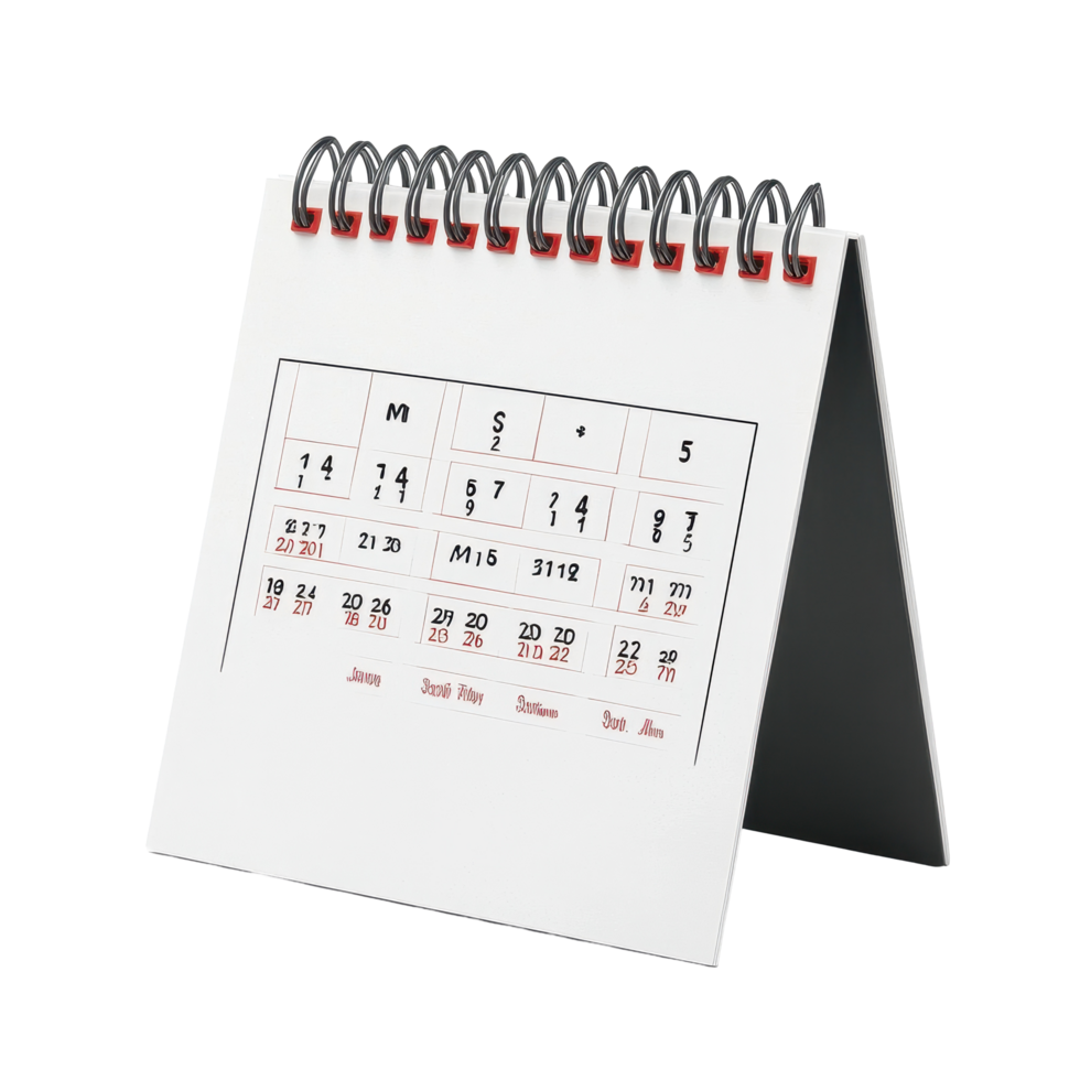 Table calendar with clear layout isolated on Transparent background for easy date reference and planning, table calendar 2025 may isolated on White background png