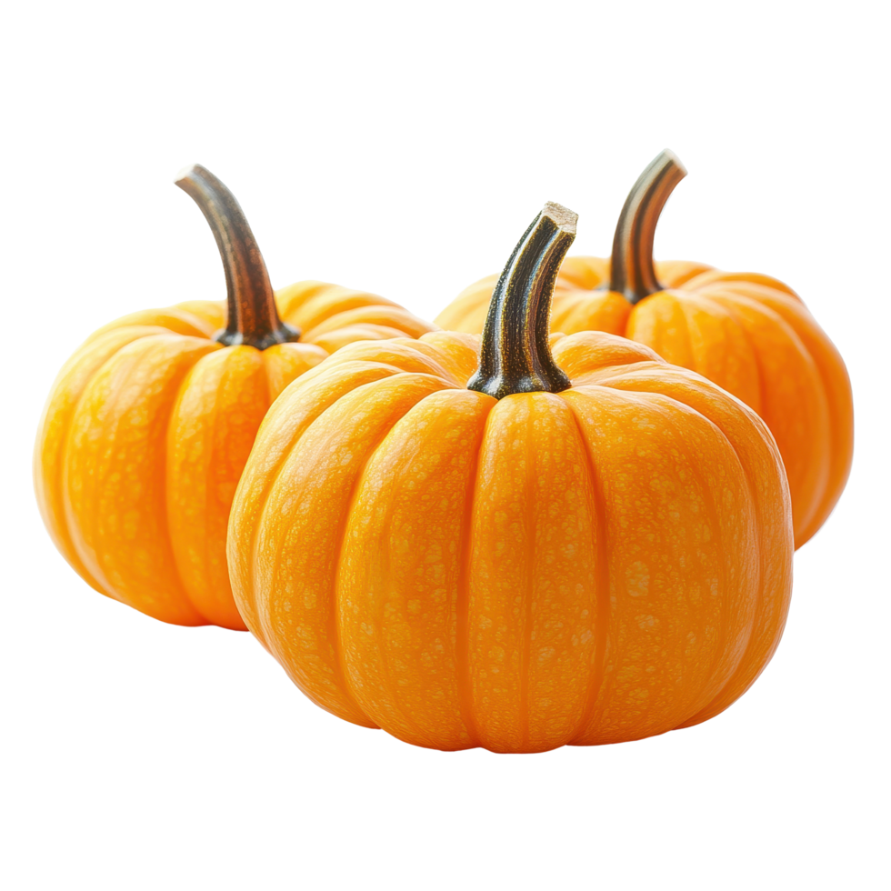 Vibrant orange pumpkins isolated on a Transparent background perfect for autumn decorations and harvest themes, pumpkins isolated on background png