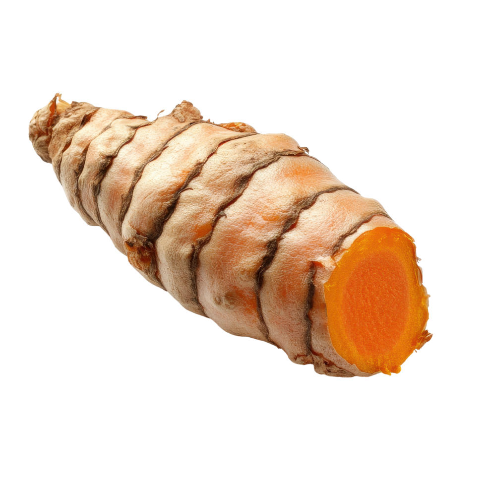 Fresh turmeric root isolated on white background showcasing vibrant orange color, fresh turmericisolated on white background png