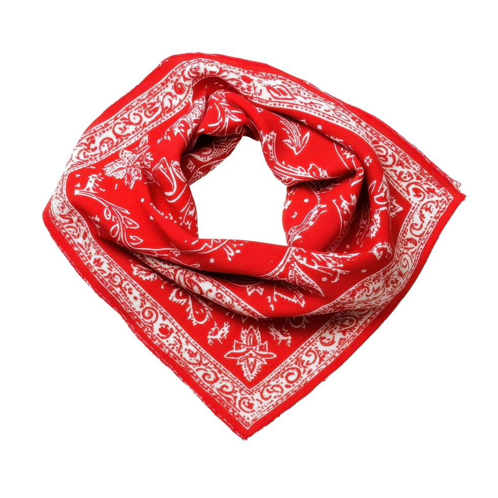 Red bandannas intricately designed and isolated on a clean Transparent background, red bananas isolated non isolated on background png