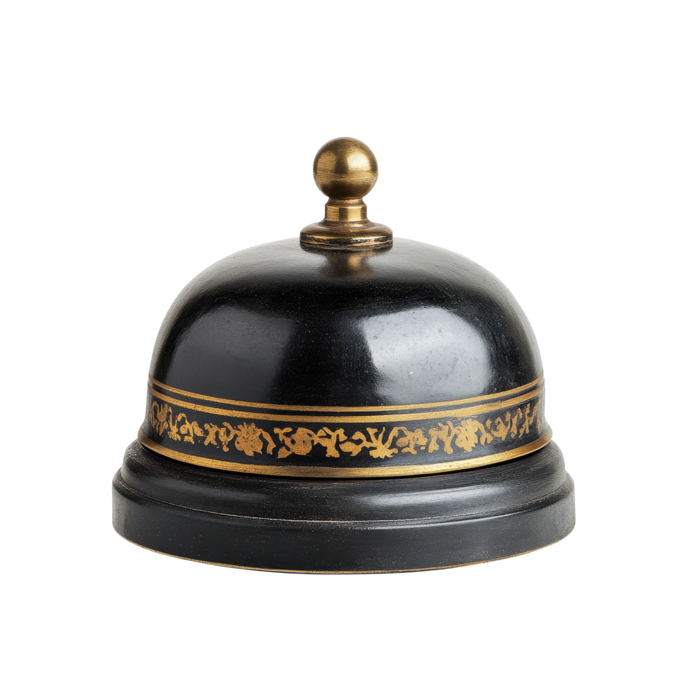 Desk bell on Transparent background used for signaling attention in various settings, silver desk bell isolated on background or white backgroud png