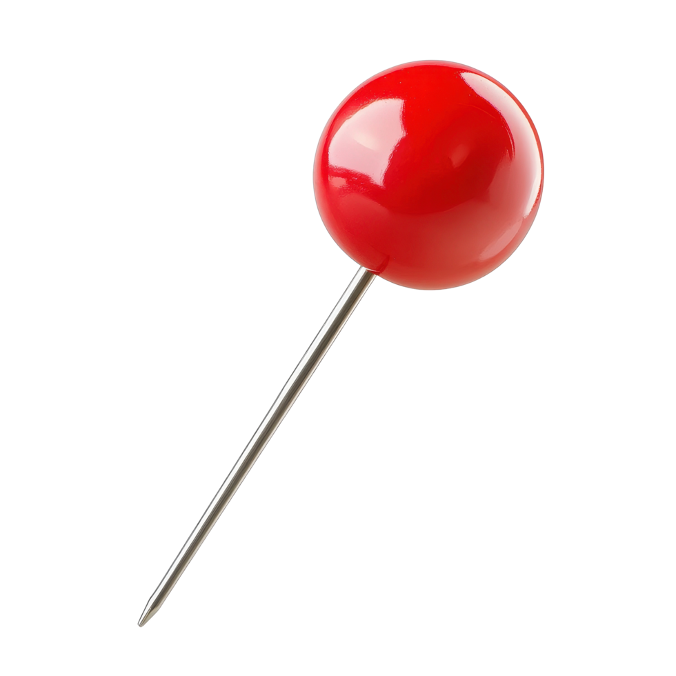Red push pin isolated against a clean Transparent background for crafting or office use, Red push pin isolated on background png