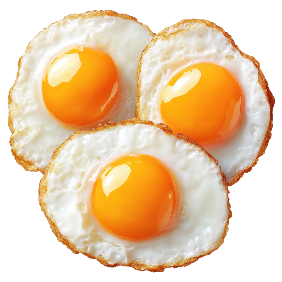 Deliciously cooked fried eggs on a transparent background for culinary presentations and recipes, Fried eggs on a transparent background Eggs png