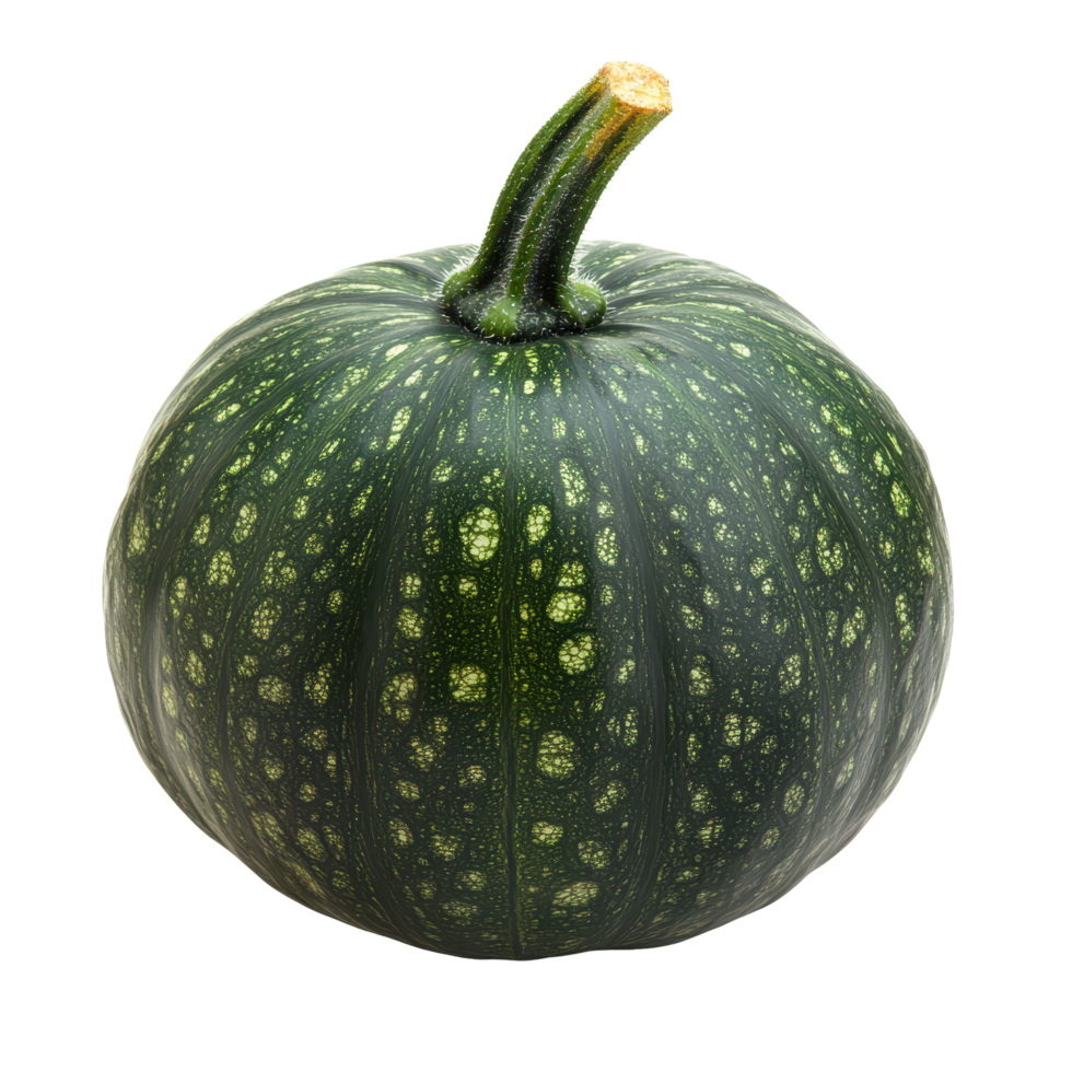Unique green pumpkin with distinct texture displayed on a white background, Green pumpkinisolated on white background png