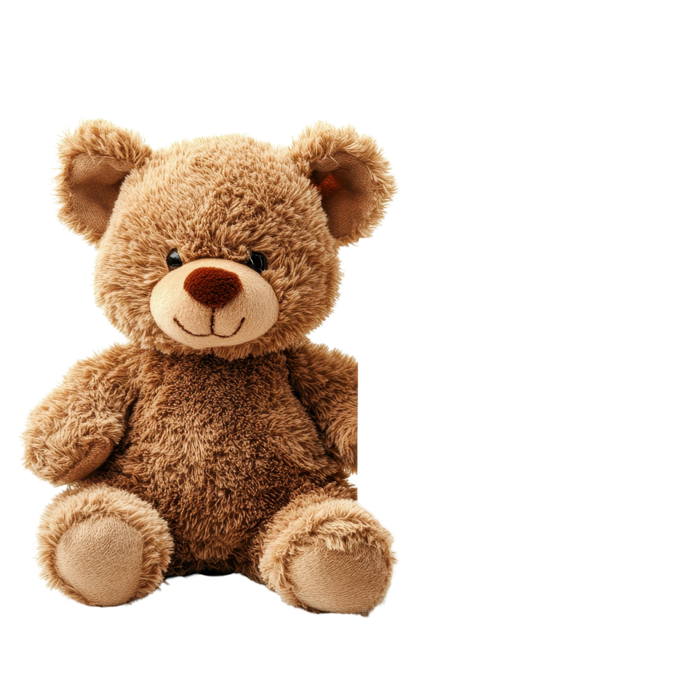 Brown teddy mouse sits beside blank paper against a white background for creative projects and presentations, Brown Teddy Mouse with Blank Paper white background png