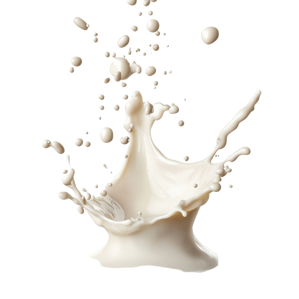 White chocolate splash creates dynamic effect in milk on a clean Transparent background, White chocolate falling milk splash isolated on background png