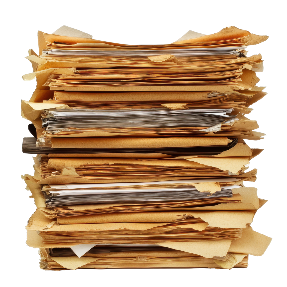 Stacked business papers highlighting the importance of document organization in an office environment, Documents assistance files paper business paper work isolated png