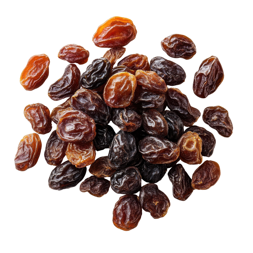 Raisins arranged neatly on a Transparent background for an appealing and fresh appearance, raisins isolated on background png