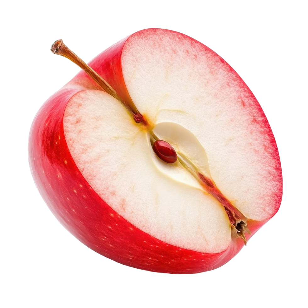 Freshly sliced red apple isolated from Transparent background displaying juicy texture and vibrant color, slice red apple isolated, fresh red apple, isolated on background png