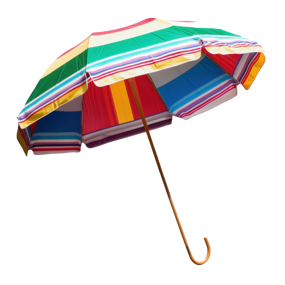 Colorful retro beach umbrella isolated on a Transparent background for summer vibes and beach relaxation, colorful retro beach umbrella isolated onisolated on background png