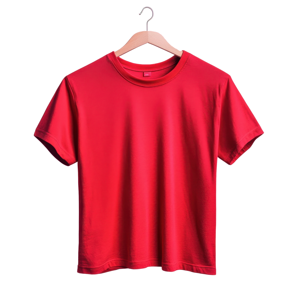 Red shirt hanging against a pink background creating a vibrant contrast for fashion display, red shirt on a pink background, Transparent background png