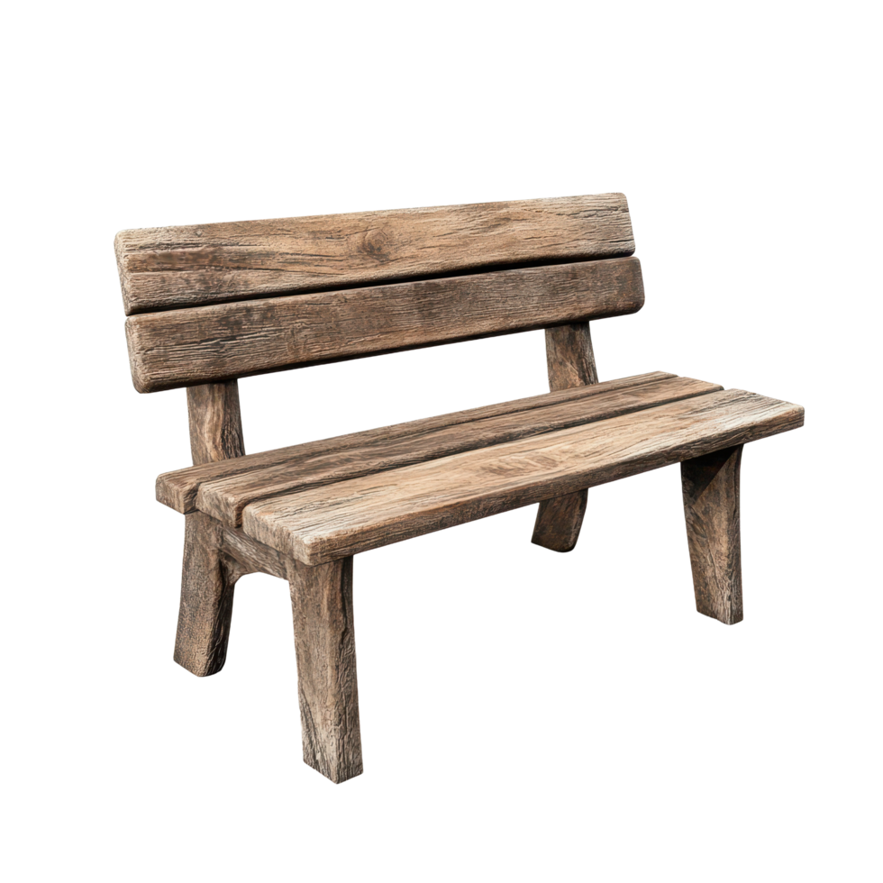 Wooden bench isolated on a Transparent background with a rustic design perfect for outdoor settings, Wooden bench on isolated on background png