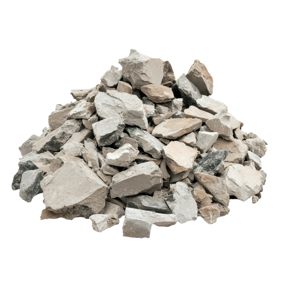 Rubble pile isolated on a Transparent background with varied rock sizes and textures for construction purposes, Pile rubble isolated on background png
