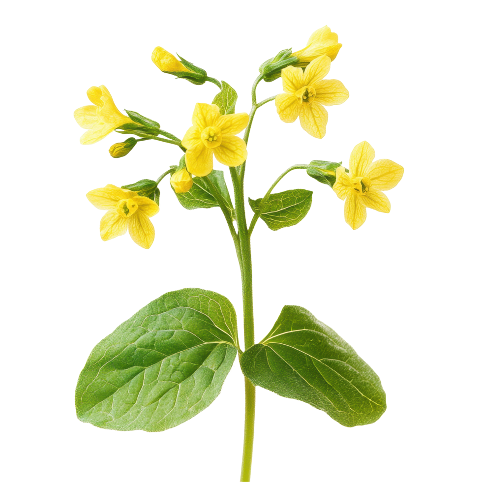 Cowslip creeper flower with yellow blooms and green leaves isolated on Transparent background, Cowslip creeper isolated on background png
