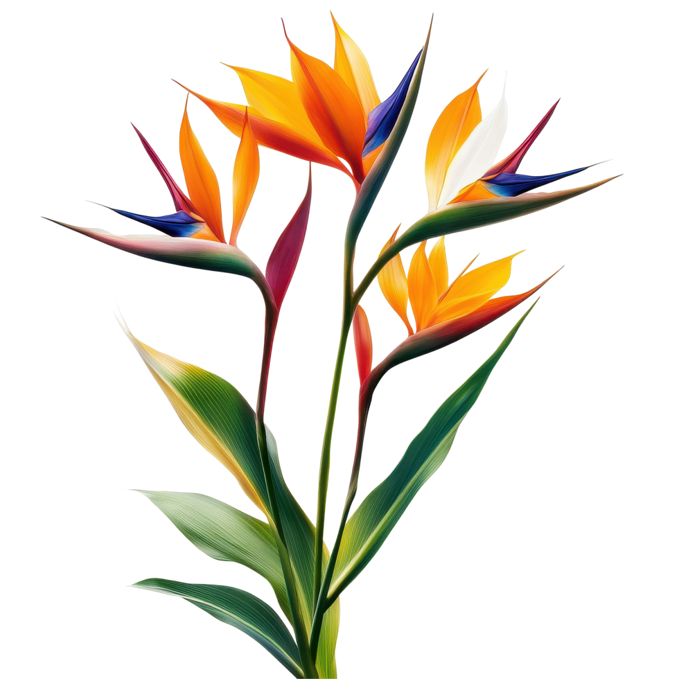 Vibrant bird of paradise flowers showcasing striking colors and unique shapes in a natural setting, featuring bird of paradise flowers, isolated or with a White background png