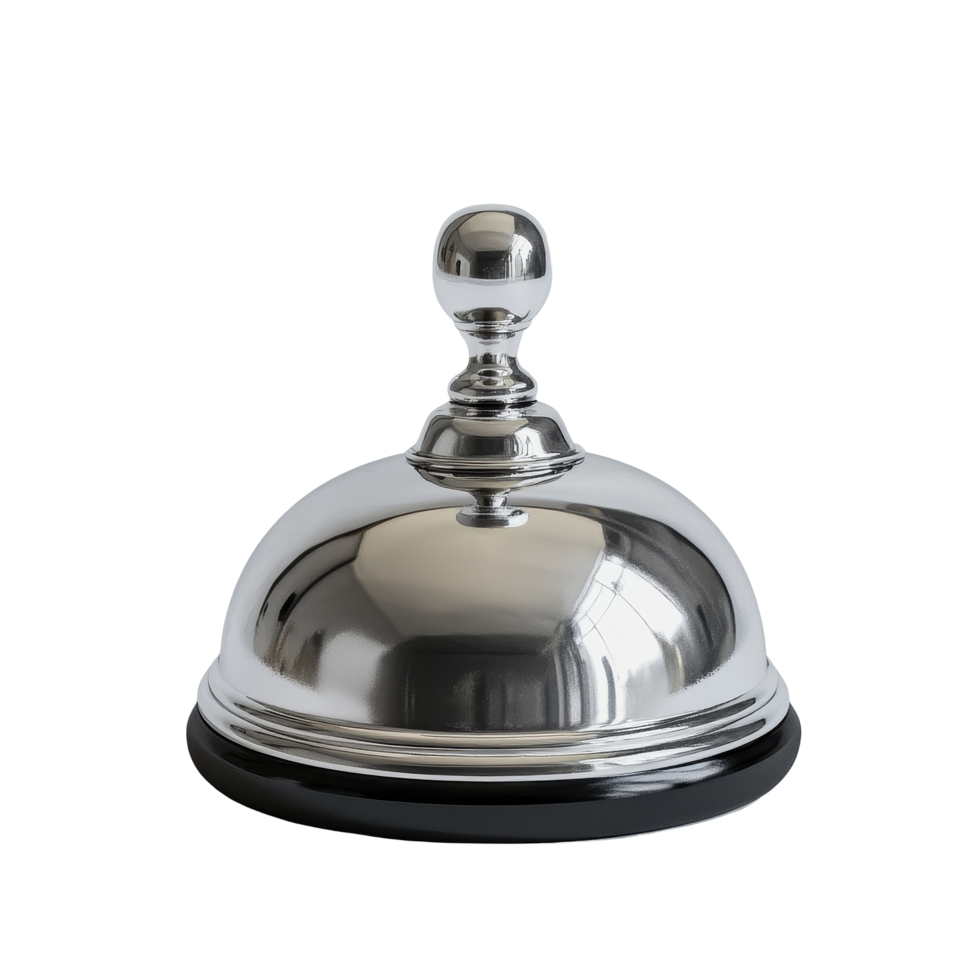 Elegant silver desk bell on a Transparent background enhancing classic decor elements, silver desk bell isolated on background png