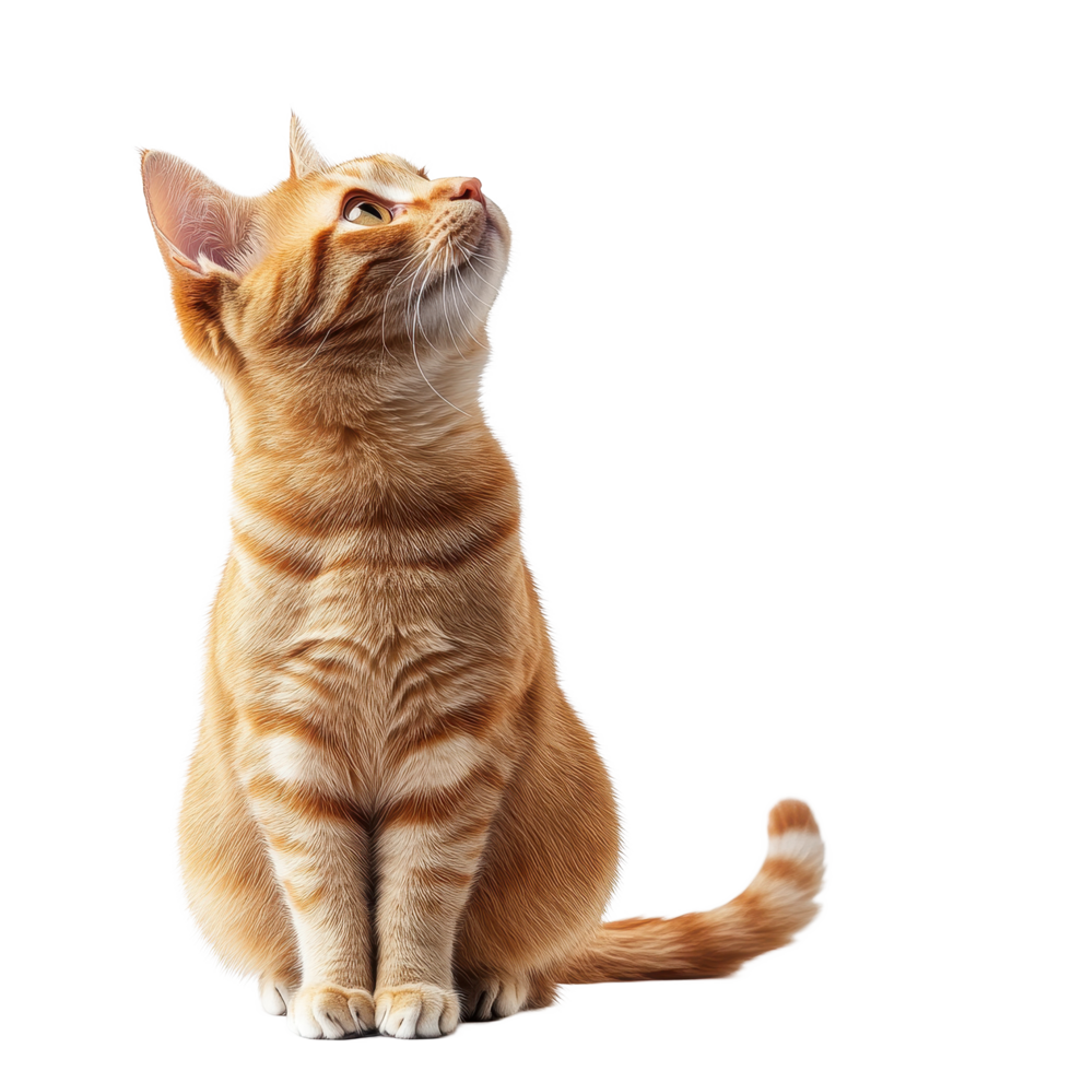 Orange tabby cat sitting gracefully against a Transparent background, Orange tabby cat isolated on background png