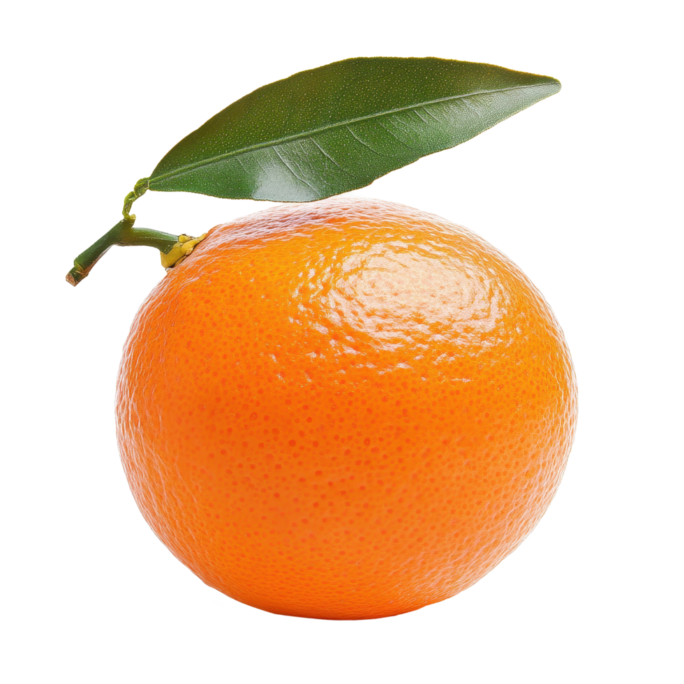 Fresh tangerine with green leaf isolated on a Transparent background highlighting its vibrant color and texture, tangerine isolated on background png