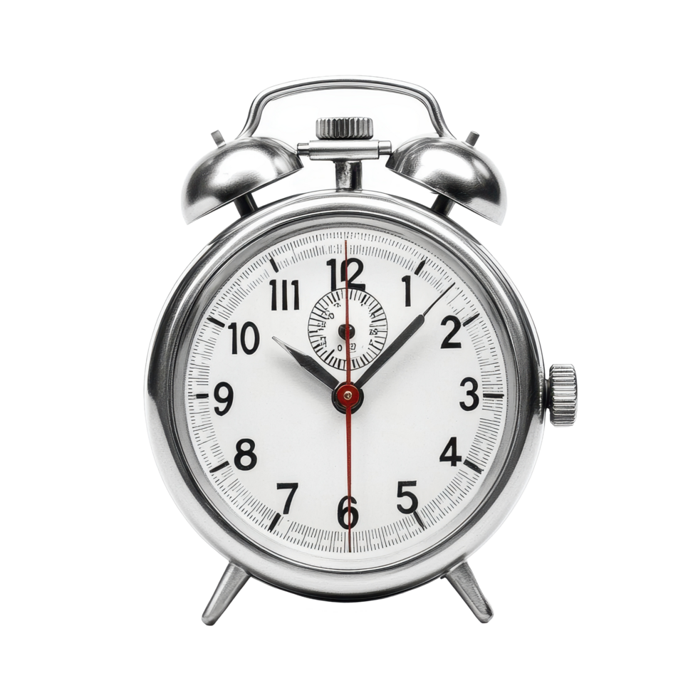 Stopwatch with alarm feature displayed against a clean Transparent background for timekeeping purposes, typical stopwatch isolated on a White background png